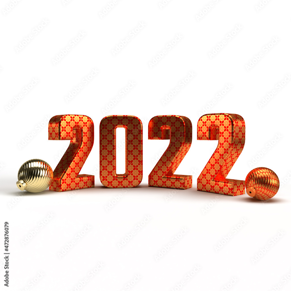 Poster golden 2022 on white background - 3d rendering