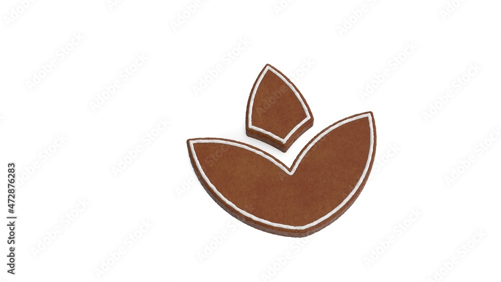 Poster 3d rendering of gingerbread symbol of lotus isolated on white background