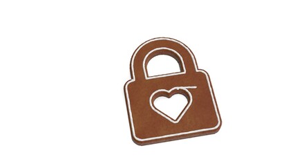 3d rendering of gingerbread symbol of lock isolated on white background