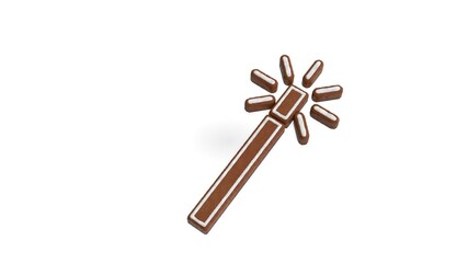 3d rendering of gingerbread symbol of magic wand isolated on white background