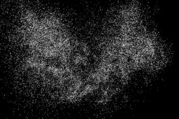 Abstract splashes of water on black background. Frozen motion of round particles. Rain, snow overlay texture. Vector Illustration, Eps 10.