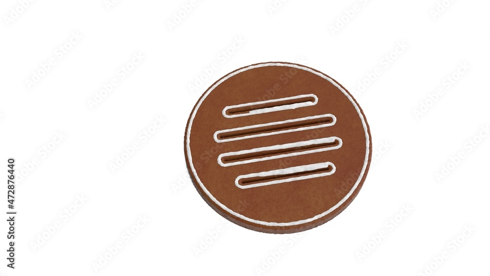 Poster 3d rendering of gingerbread symbol of menu isolated on white background