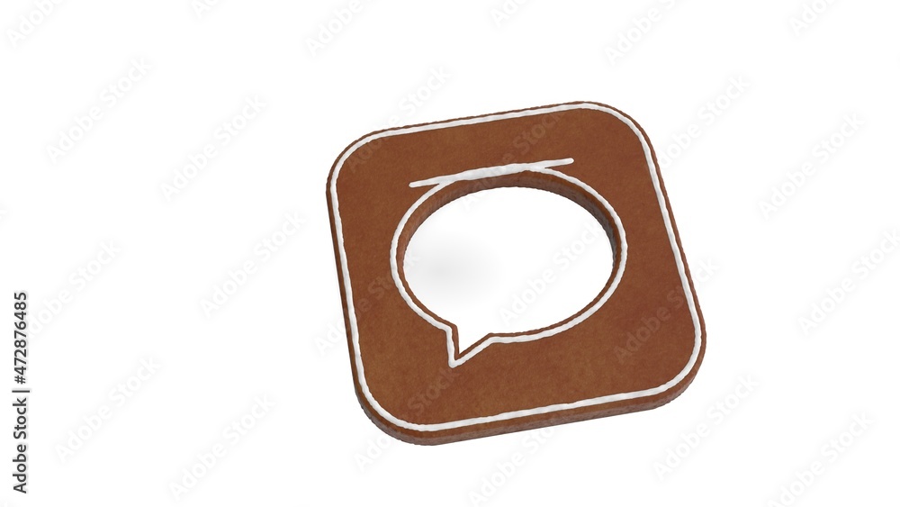 Poster 3d rendering of gingerbread symbol of message isolated on white background