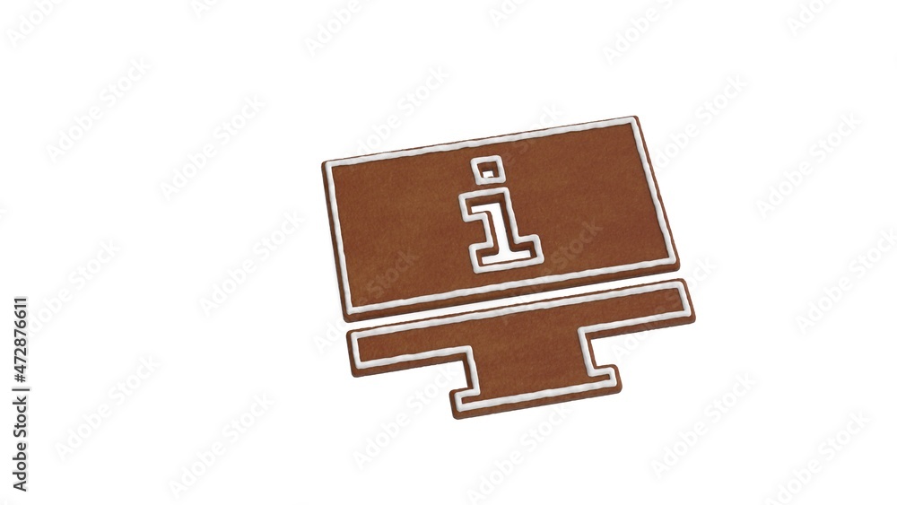 Poster 3d rendering of gingerbread symbol of monitor isolated on white background