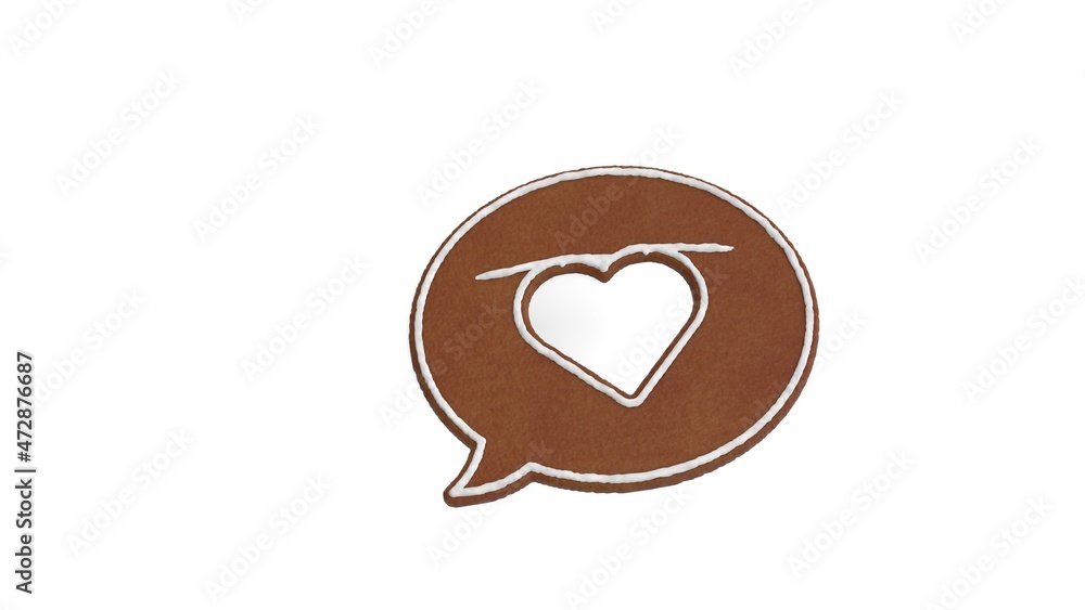 Poster 3d rendering of gingerbread symbol of multimedia isolated on white background