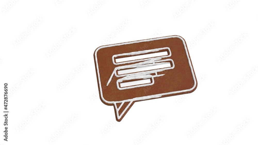 Poster 3d rendering of gingerbread symbol of multimedia isolated on white background