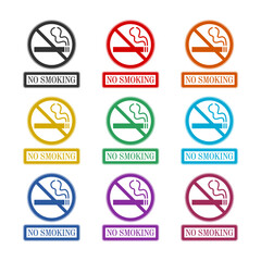 No smoking icon isolated on white background, color set