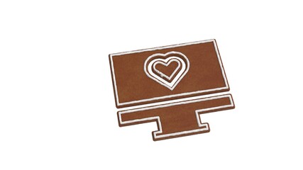 3d rendering of gingerbread symbol of monitor isolated on white background