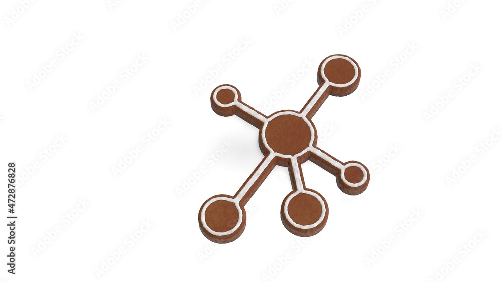 Poster 3d rendering of gingerbread symbol of network isolated on white background