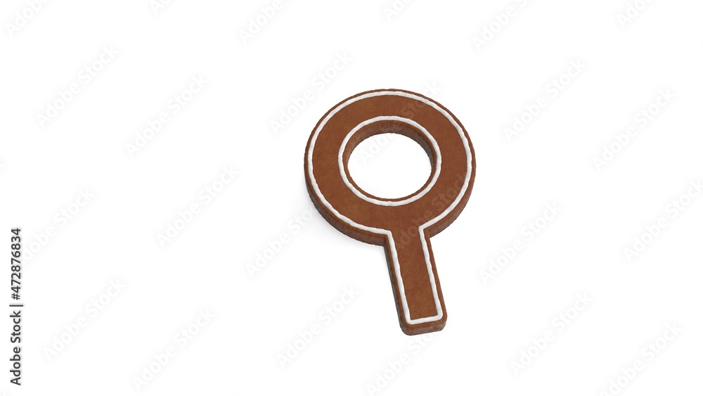 Poster 3d rendering of gingerbread symbol of neuter isolated on white background