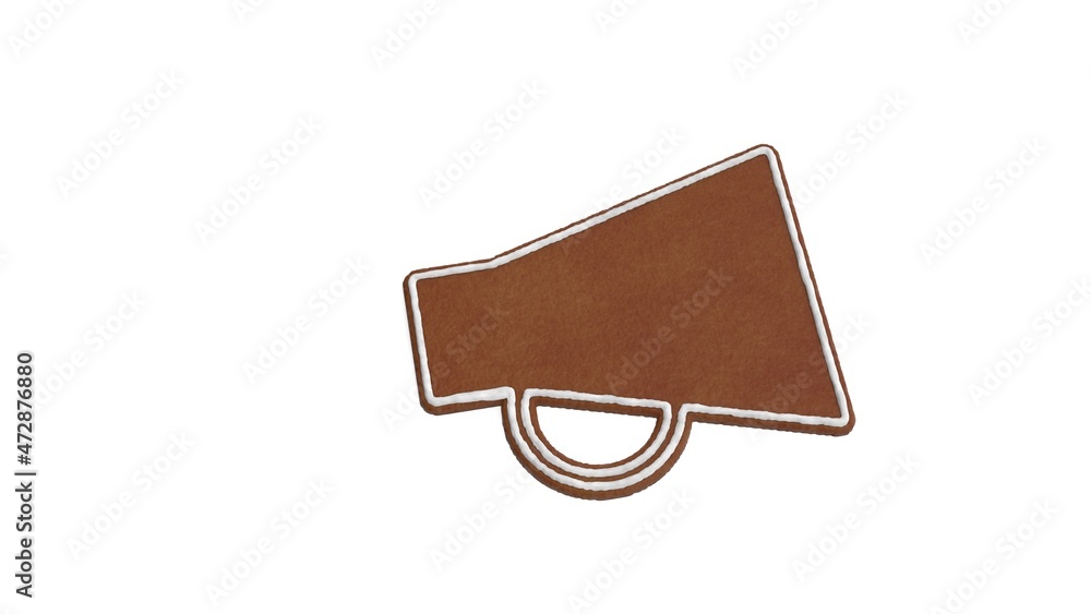 Poster 3d rendering of gingerbread symbol of notification isolated on white background