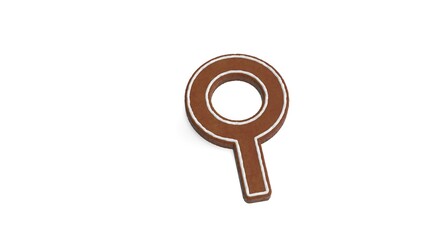 3d rendering of gingerbread symbol of neuter isolated on white background