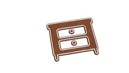3d rendering of gingerbread symbol of nightstand isolated on white background