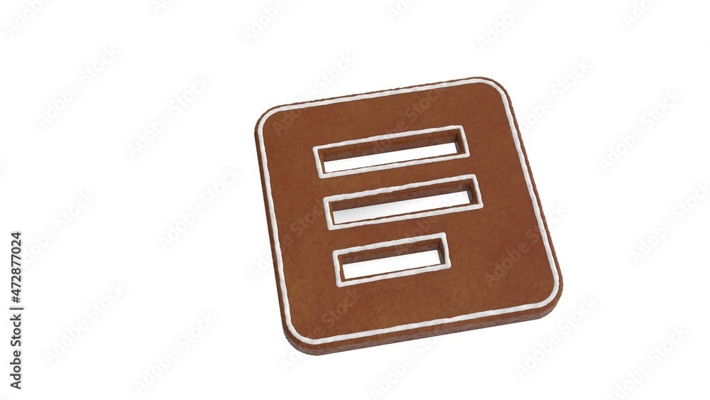 Poster 3d rendering of gingerbread symbol of paper isolated on white background