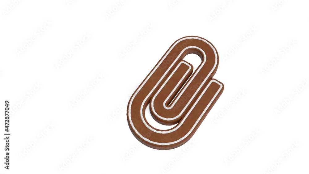Aufkleber 3d rendering of gingerbread symbol of paperclip isolated on white background