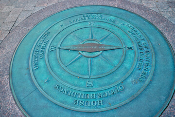 Fototapeta na wymiar USA, District of Columbia, Washington. US Capitol, The compass star at the center of Washington, DC