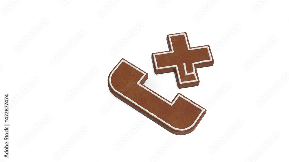 Poster 3d rendering of gingerbread symbol of phone call isolated on white background