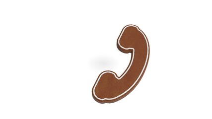 3d rendering of gingerbread symbol of phone isolated on white background