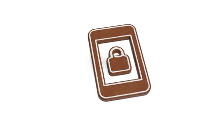 3d rendering of gingerbread symbol of phone isolated on white background