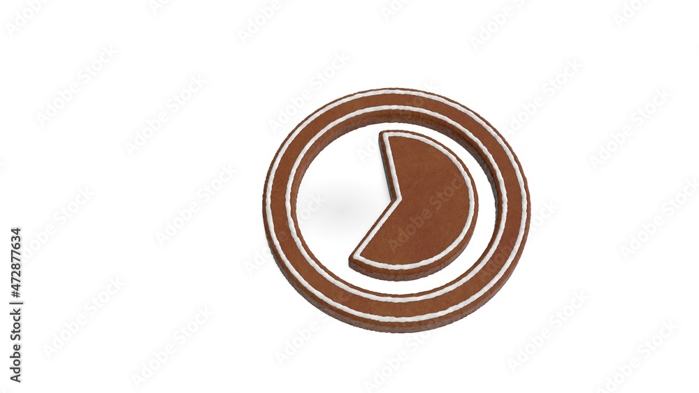 Poster 3d rendering of gingerbread symbol of photo isolated on white background