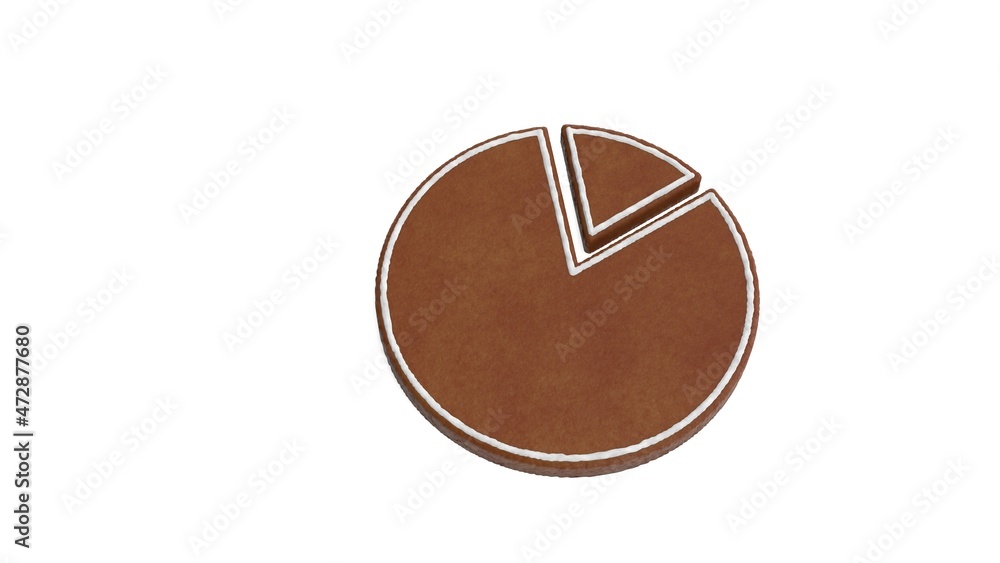 Aufkleber 3d rendering of gingerbread symbol of pie chart isolated on white background