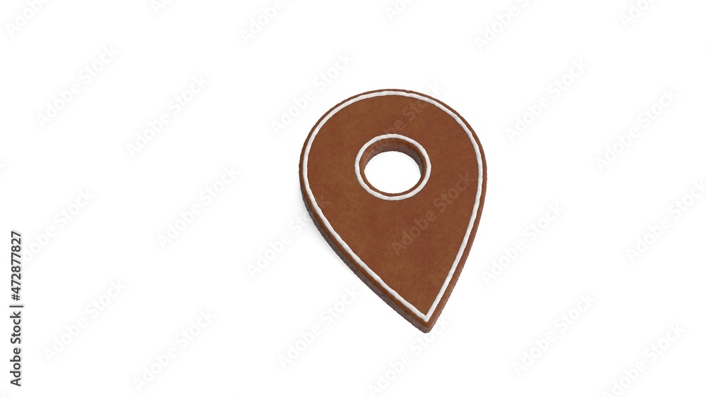 Poster 3d rendering of gingerbread symbol of placeholder isolated on white background