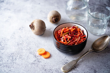 Carrot beet apple salad in a bowl