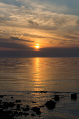Beautiful sunset at the West coast of Istria, Croatia - 472877863