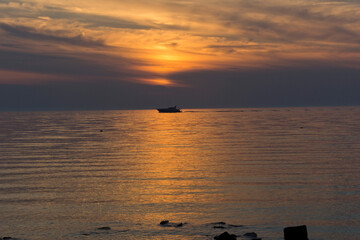 Beautiful sunset at the West coast of Istria, Croatia - 472877872