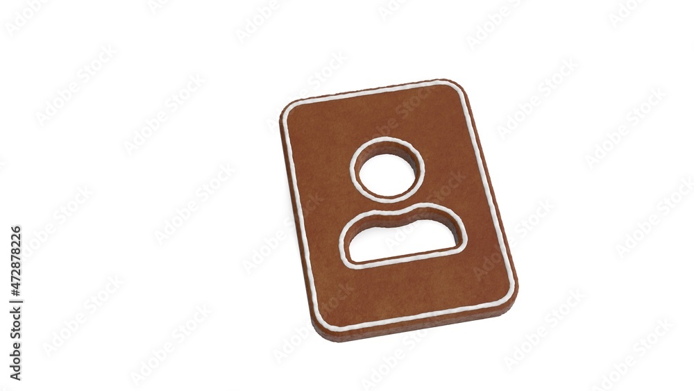 Poster 3d rendering of gingerbread symbol of portrait isolated on white background