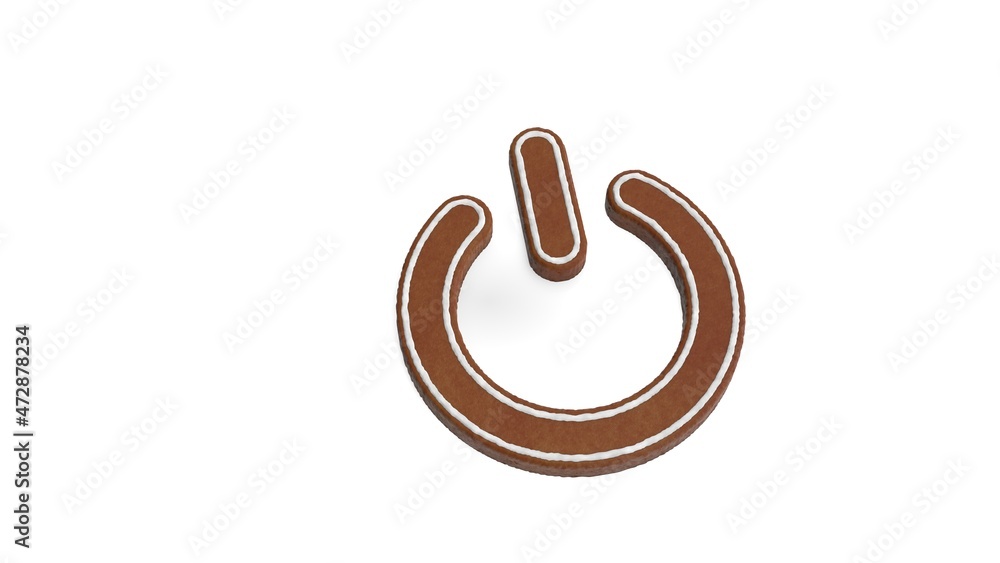 Poster 3d rendering of gingerbread symbol of power isolated on white background