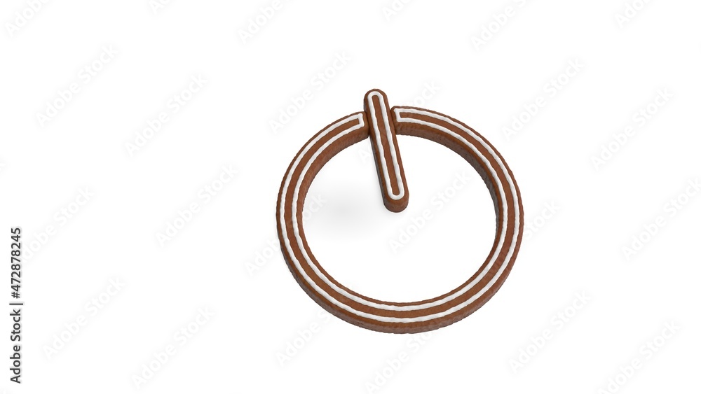 Poster 3d rendering of gingerbread symbol of power isolated on white background