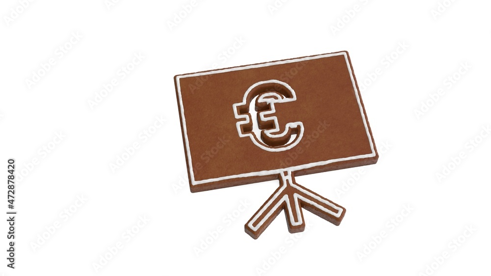 Poster 3d rendering of gingerbread symbol of presentation isolated on white background