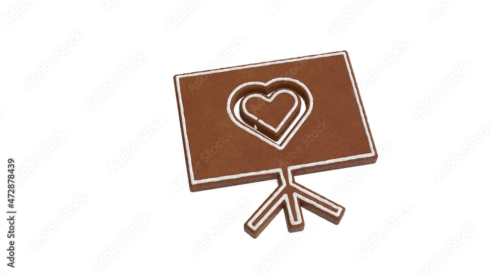 Poster 3d rendering of gingerbread symbol of presentation isolated on white background