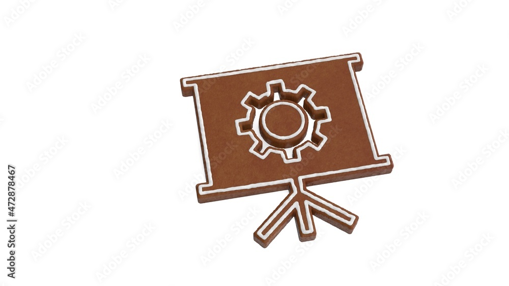 Poster 3d rendering of gingerbread symbol of presentation isolated on white background