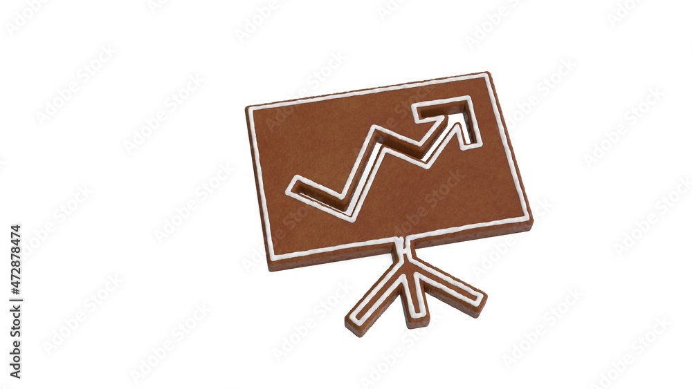 Poster 3d rendering of gingerbread symbol of presentation isolated on white background