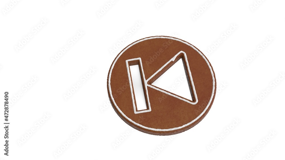 Poster 3d rendering of gingerbread symbol of previous isolated on white background