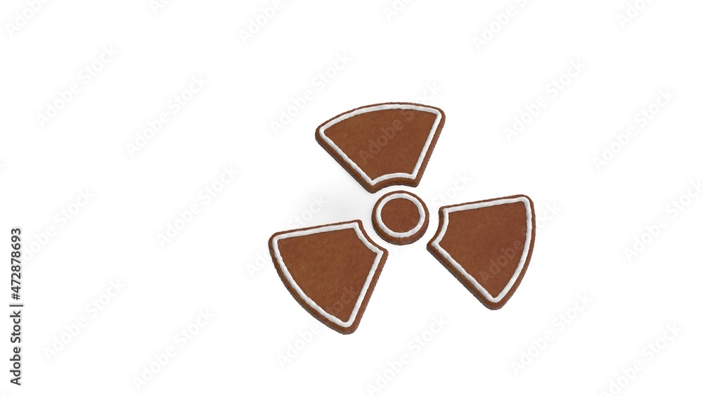 Poster 3d rendering of gingerbread symbol of radiation isolated on white background