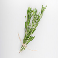 sprigs of rosemary isolated on white background