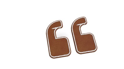 3d rendering of gingerbread symbol of quote left isolated on white background