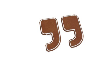 3d rendering of gingerbread symbol of quote right isolated on white background