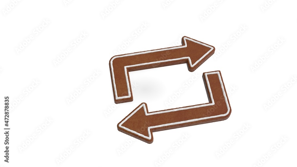 Aufkleber 3d rendering of gingerbread symbol of repeat isolated on white background
