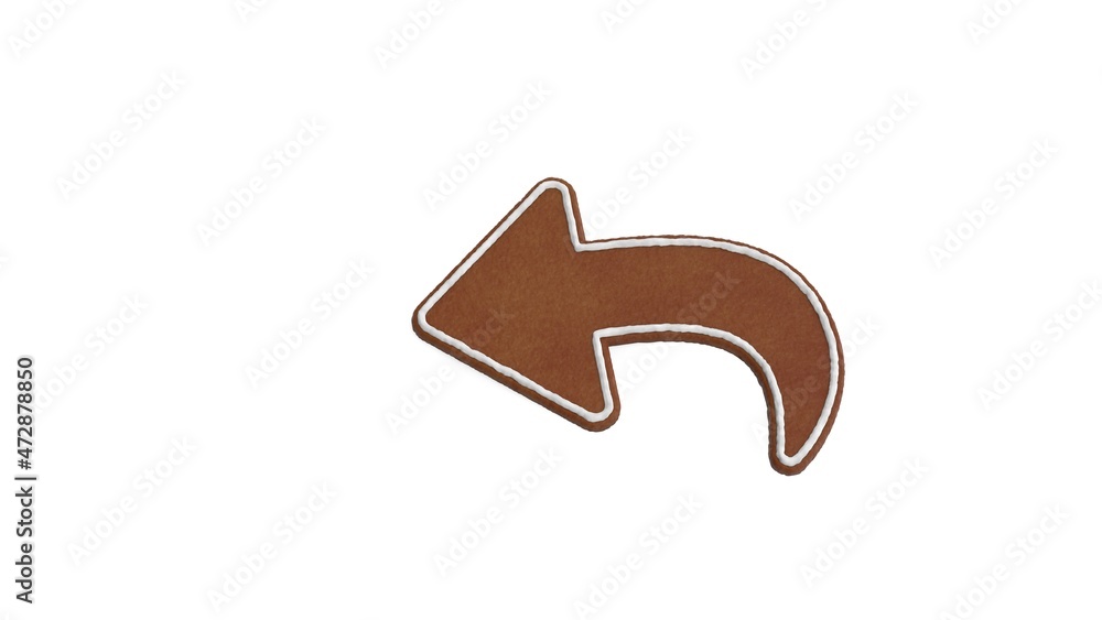 Poster 3d rendering of gingerbread symbol of reply isolated on white background