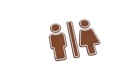 3d rendering of gingerbread symbol of restroom isolated on white background