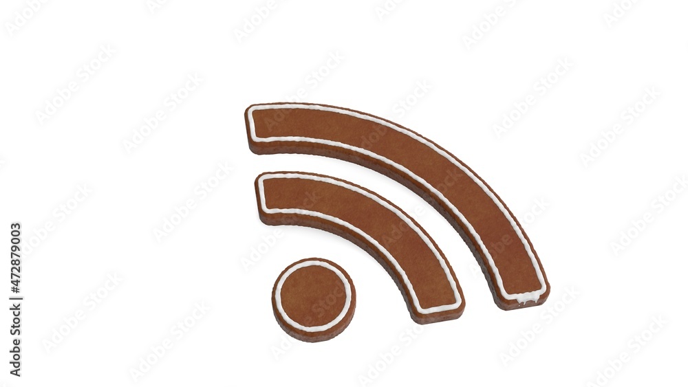 Poster 3d rendering of gingerbread symbol of rss isolated on white background