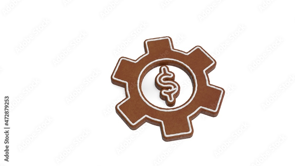 Aufkleber 3d rendering of gingerbread symbol of setting isolated on white background