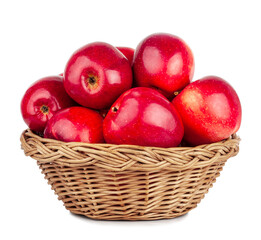 Red apple basket isolated on a white background