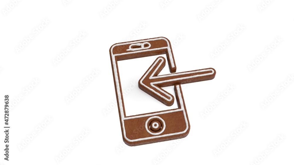 Poster 3d rendering of gingerbread symbol of smartphone isolated on white background