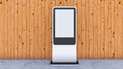 Rectangular advertising totem with base and display for mockup of colors, plastic and metal materials