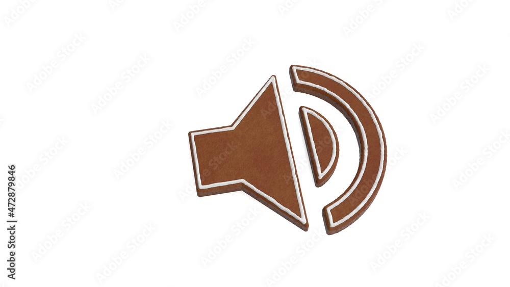Poster 3d rendering of gingerbread symbol of sound isolated on white background